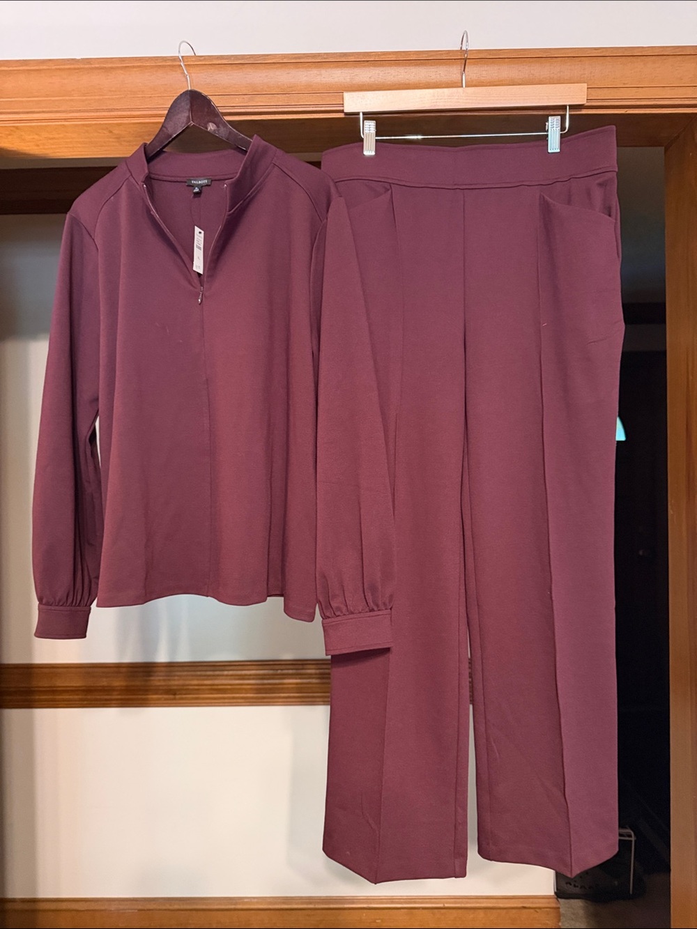 Talbots Plum Wide-Leg Pants SZ L with Matching Zip Top SZ XL
